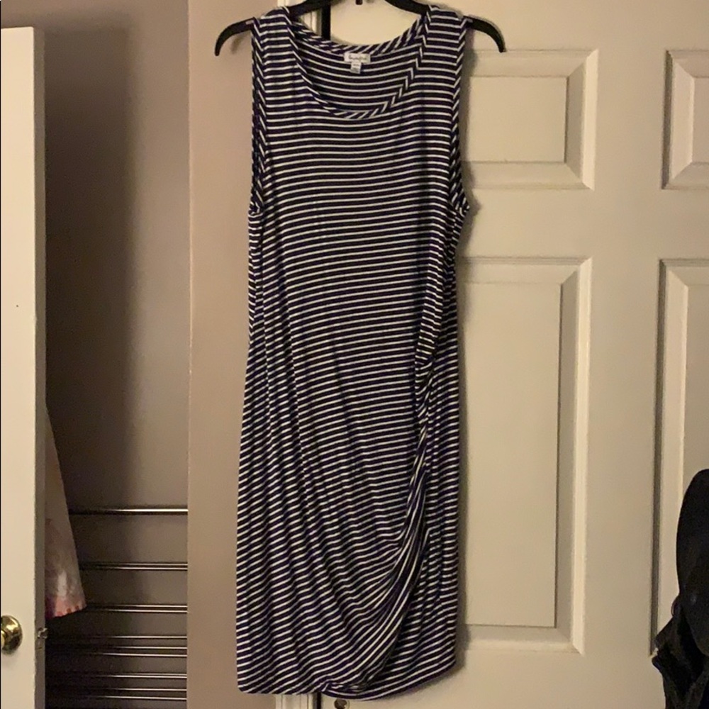 Navy White Stripe sleeveless dress x large